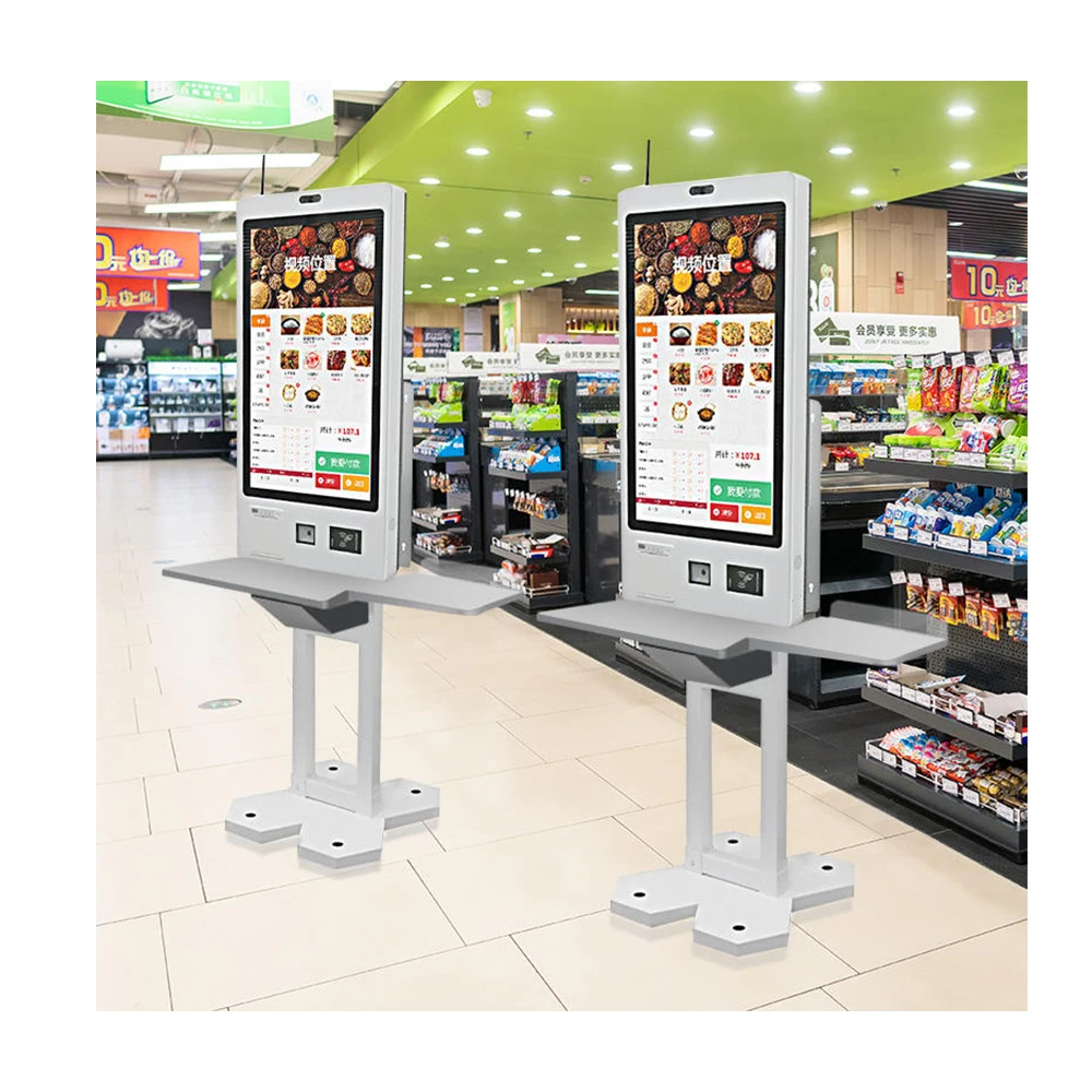 Crtly 21.5' kiosk self service ticket ordering coffee checkout machine payment stand wall mounted kiosk