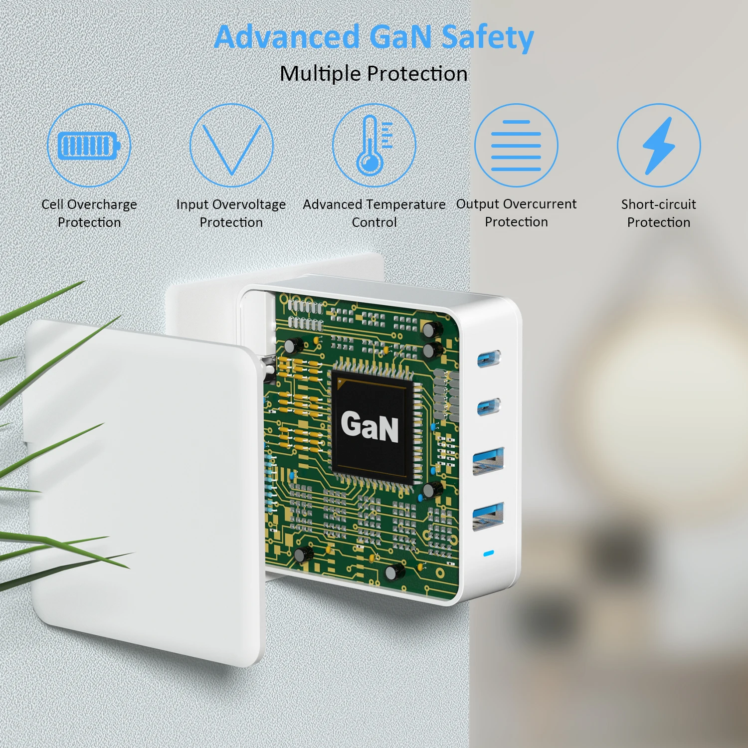 4 Port Usb Wall Adapter Gan Charger 100W Universal Laptop
