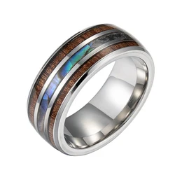 Hot selling personality tourist souvenir gifts customized stainless steel wood grain rings for man