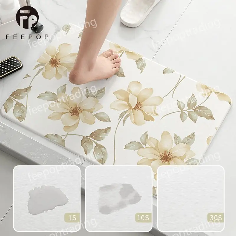 [Feepop] High Quality Diatomacous Bath Mat Eco-friendly Home Accessories Diatomaceous Mat Stone Diatomite Mats for Bathroom