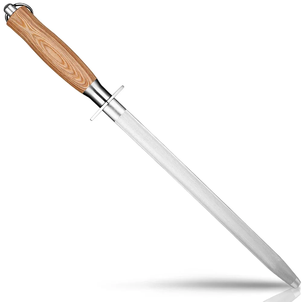 Honing Steel Knife Sharpening Rod 12 inch Premium Carbon Steel Knife Sharpener Stick, Easy to Use Honer for Knives and Rod Sharp