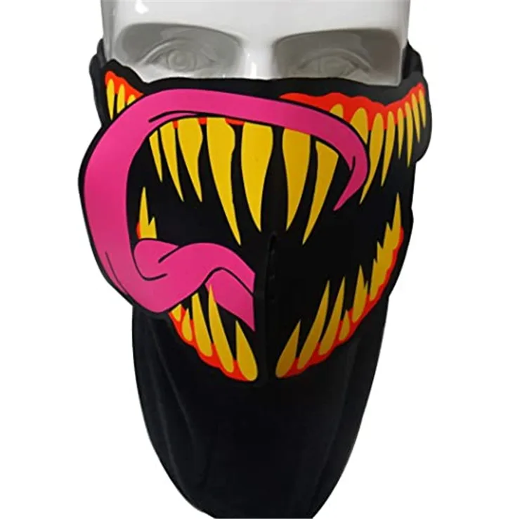 2020 flashing design custom sound active light up glow neon el panel led mask for halloween DJ club party