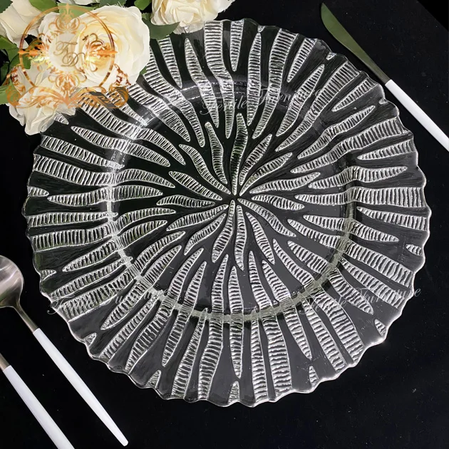 Antique White Silver Luxury Round Charger Plates Wholesale With Glitter