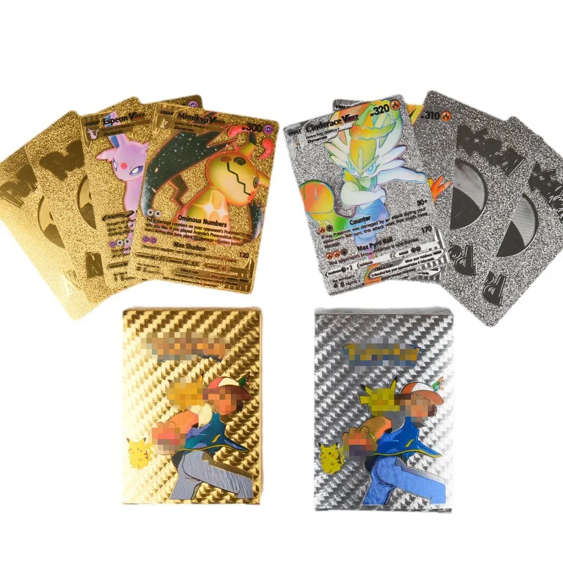 Allogogo Anime Cartoon Pokemonss Card 55pcs/box Gold Four Languages Color Collectible Battle Playing Cards Games