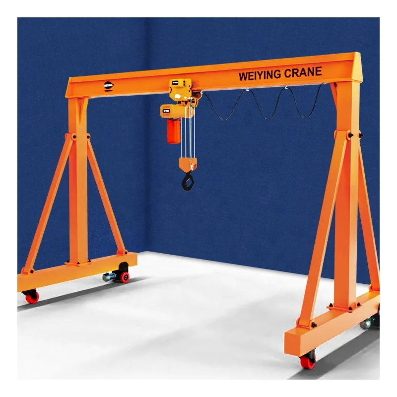 Good quality 5 ton height adjustable mini portable electric gantry crane with chain hoist