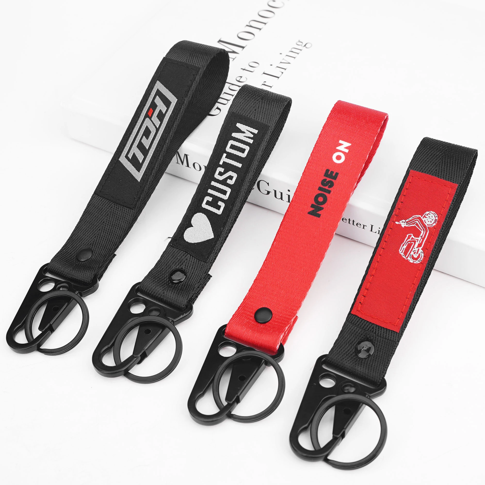 Personalized Lanyard Keychain Customized Heat Transfer Brand Logo Creative Motorcycle Eagle Beak Lanyard Keychain