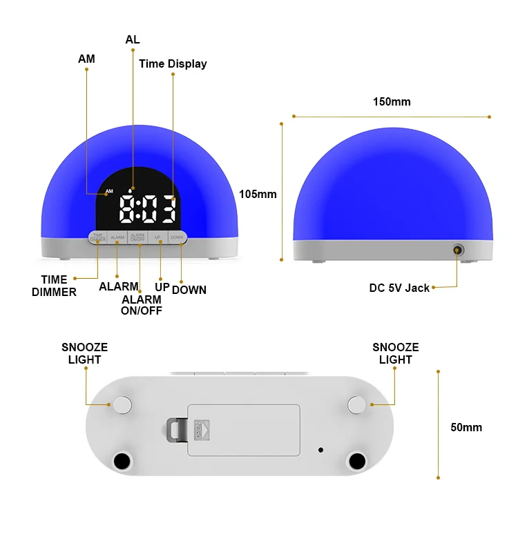 wholesale  Sunrise Sunset Simulation FM Clock Radio 7 Colors Digital Alarm Clock Wake Up Light
