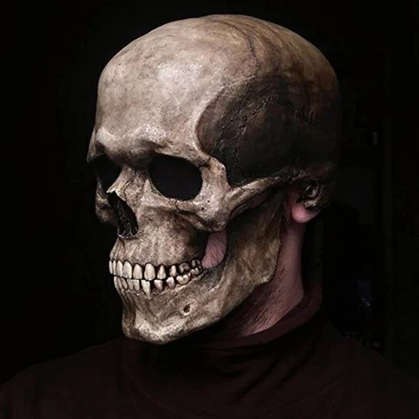 Role Playing Party Props Horror Halloween Full crania Mask with Mobile Jaw Terrible Latex Helmet and Movable Mouth