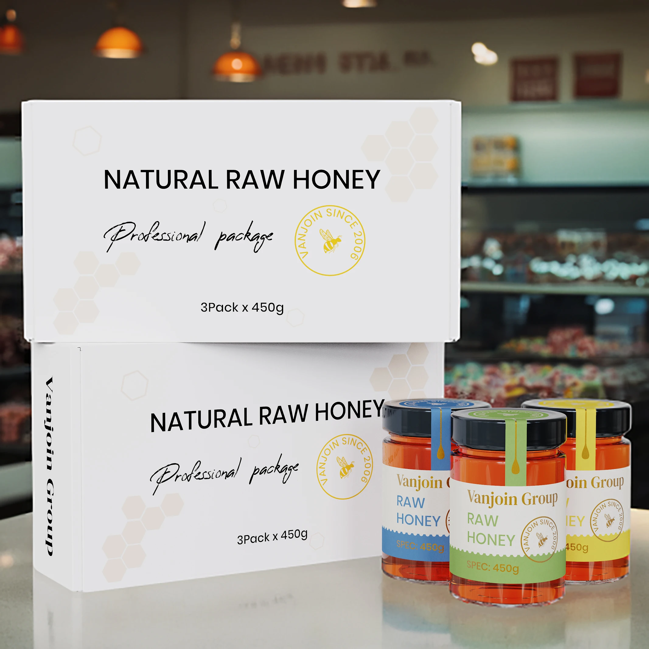 314 ml 500 g luxury honey jar packaging box straight air tight glass wedding favors honey jars with lid