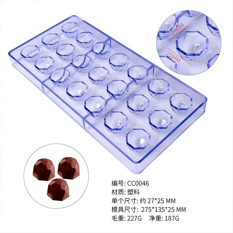 Semicircle Shape 21 Cavity Fondant Cake Candy Moulds 3D Clear Plastic Chocolate Mold For Baking Tool