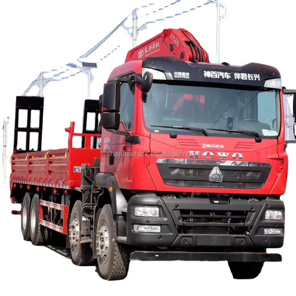 Factory Supply Sinotruk Howo 8x4 Heavy Cargo Truck Mounted Crane 25Ton 30Ton 35Ton Hydraulic Knuckle Boom Crane in Russia
