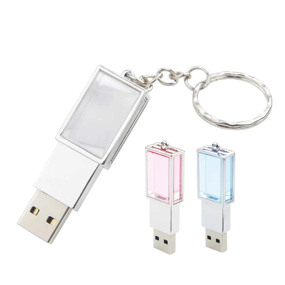 Crystal Usb 3.0 Sticks 3d Engraved Logo 4gb 8gb 16gb Glass Flash Drive 2.0 transparent memory flash drive