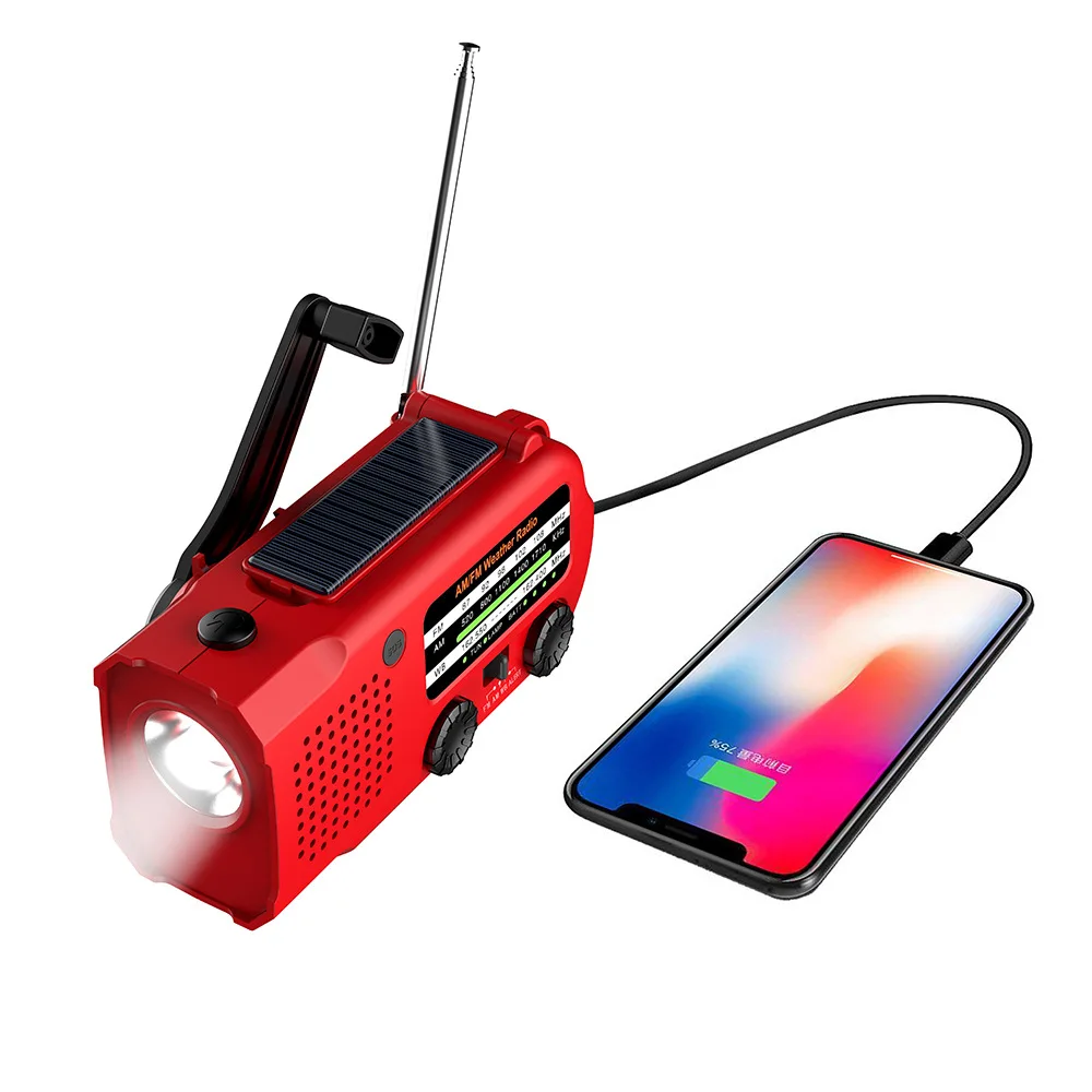 High Quality Outdoor AM FM Mini Portable Torch Radio SOS Emergency Hand Crank Solar Flashlight Radio