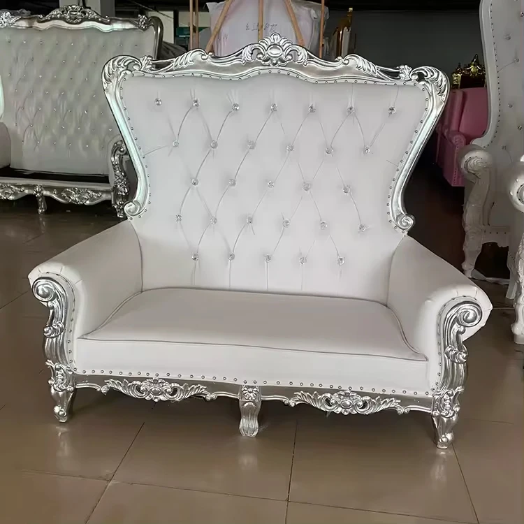 Wholesale Cheap Price Solid Wood High Quality White Royal Throne Sofa Chair Couch For Nail Shop