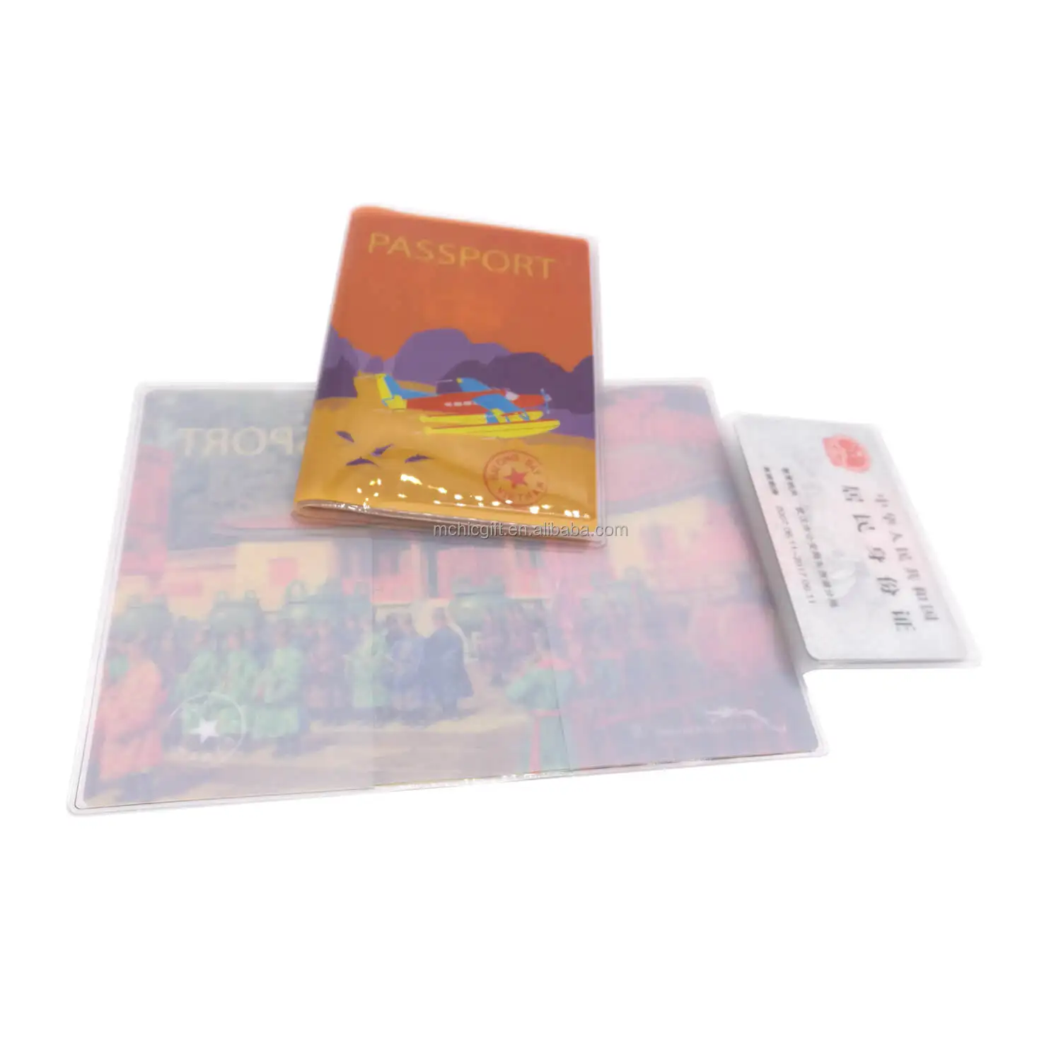 Customized Plastic Passport Wallet Vinyl Passport Cover Sheet with ID Holder Soft PVC Passport Holder