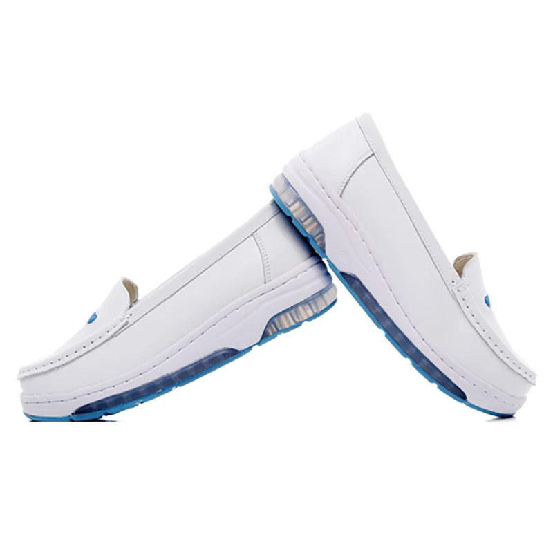 Wholesale Non-Slip Women Comfortable Air Cushion Mom Wedge Heels Leather Hospital White Nurse Shoes