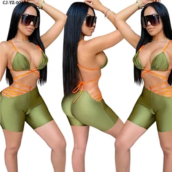 2022 Latest fashion sexy sling swimsuit woman cross straps 2 piece bikini swimwear set