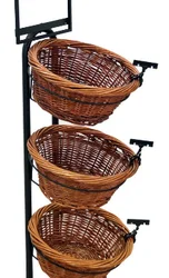 3-Tier 3 Round Willow Basket Display with Sign Frame and Sign Clips shopping mall display basket