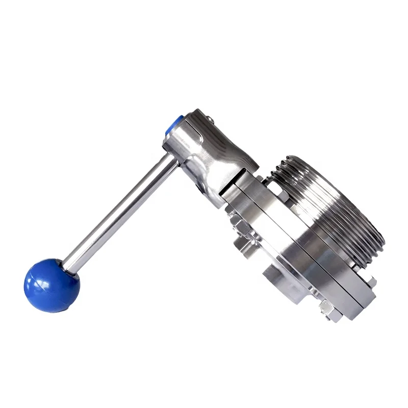 Aohoy 304 316L sanitary stainless steel one side single butt weld and male threaded butterfly valve