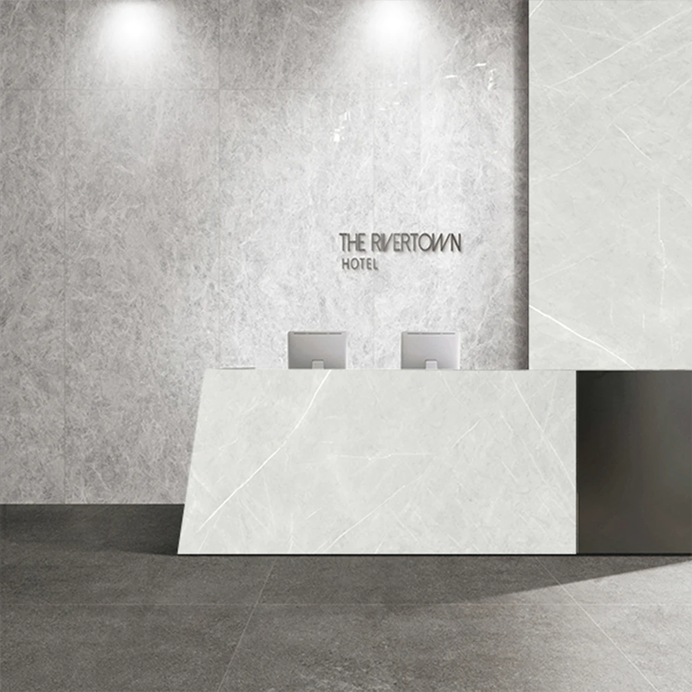 1600*3200*12mm Grey Big Size Tile Wall and Floor Polished Sintered Stone For TV Background and Table Top