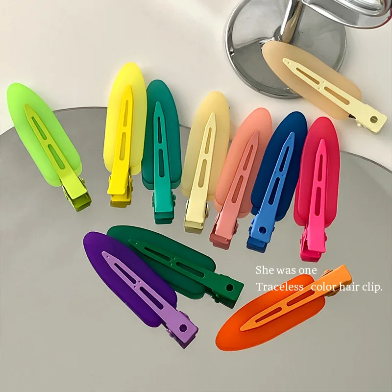 MIO New 6.7cm Candy Color No Bend Hair Clip Fashion Girls Headdress Jelly Color Frosted No Crease Seamless Bangs Side Hair Clip