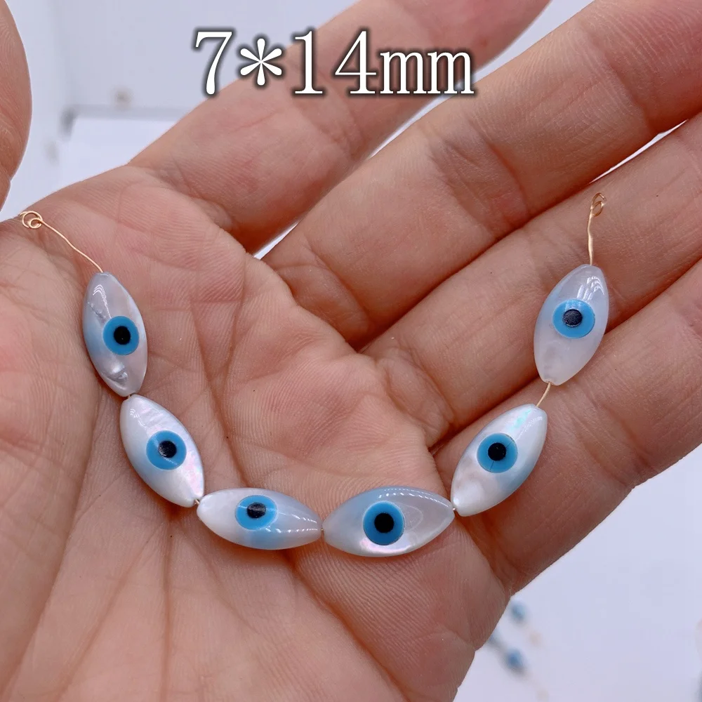 Fashion MOP Sea Shell Marquise Blue Evil Eye Beads For diy Jewelry Making Accessories Wholesale