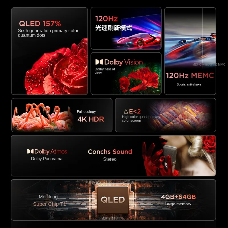 TCL ТВ 65T8E MAX 65-дюймовый QLED protonous Квантовая точка TV 4 + 64G 120 Гц 4K супер прозрачная защитная пленка для ЖК умный планшетный