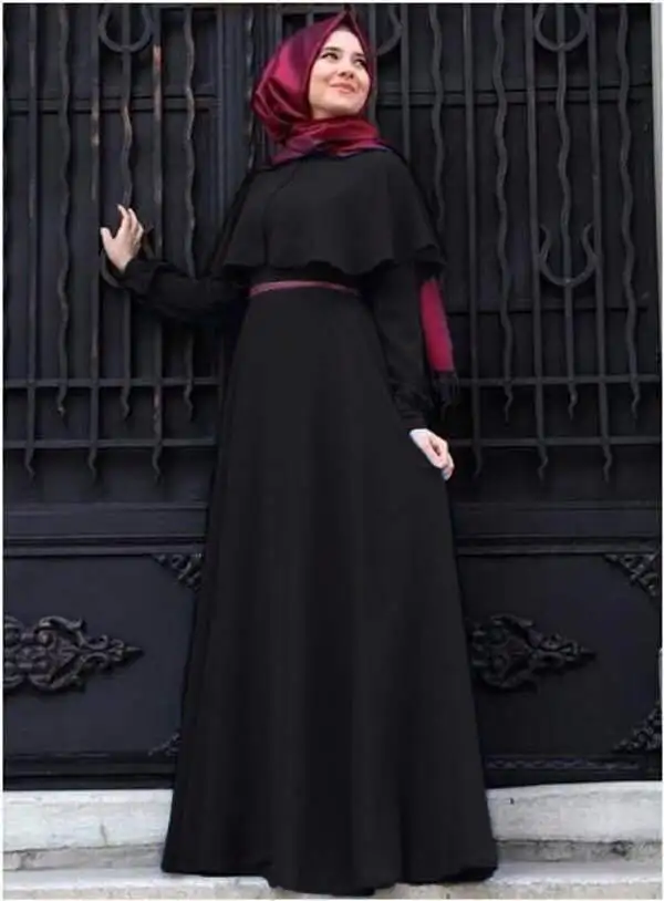 Kai Chen 2021 Islamic Clothing Prayer Muslim Long Sleeve Solid Color Elegant Ethnic Cape Dress