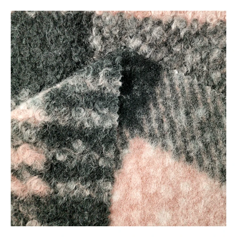 Fashion/Hot selling Screen Printing Polyester Knitted Wool Fabric for winter coats 320GSM 100%P