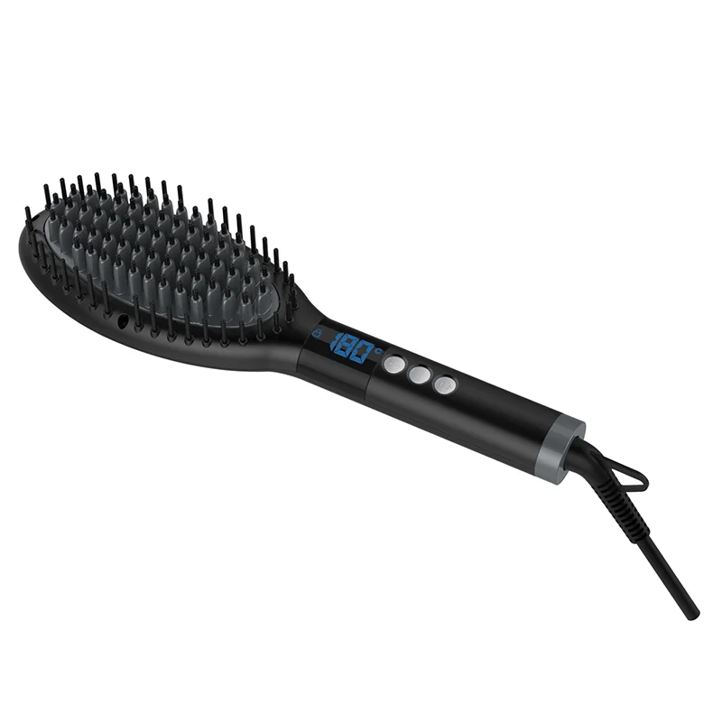 
Professional Electric Hair Straightening Brush Flat Iron Hair Straightening Curler LCD Display Temperature 
