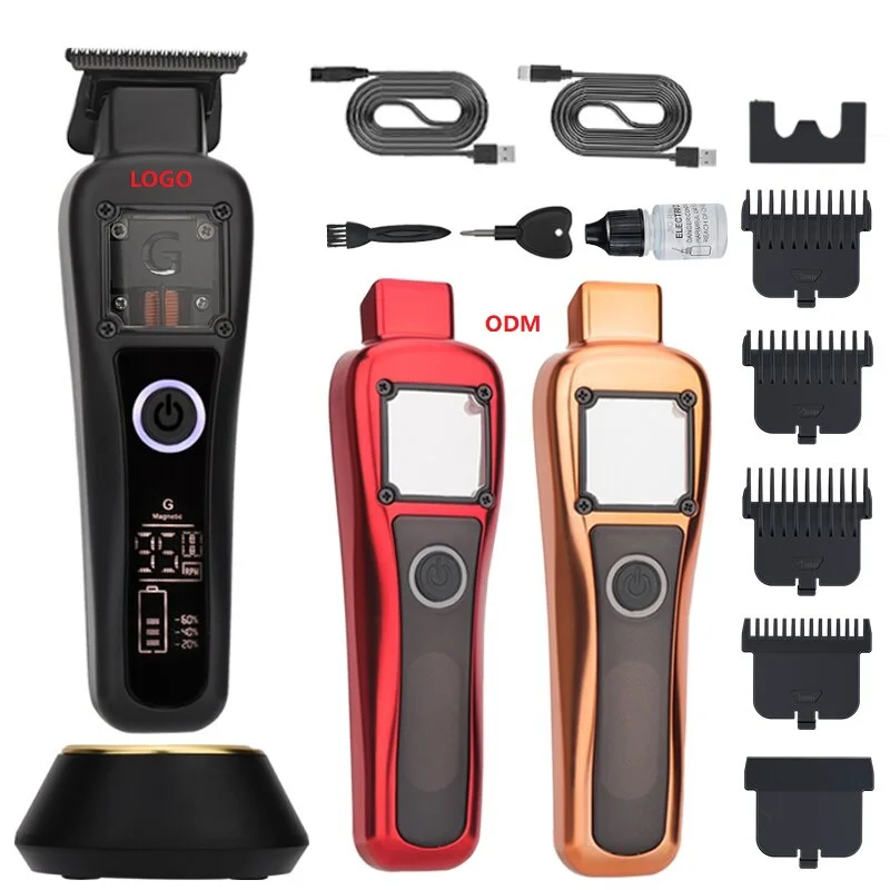 Suttik G-27 ODM 5cr DLC Coated Blade Magnet Motor 9500RPM Professional Hair Trimmer With Charging Base Replaceable Body Cover