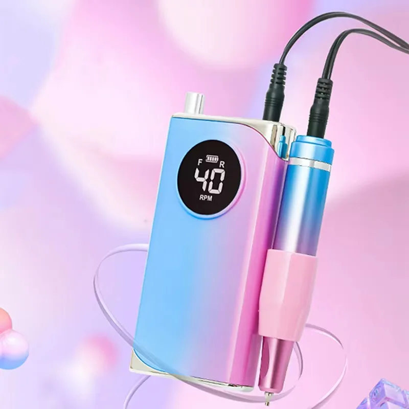 Professional Nail Polishing Machine Tool Nail Drill Machine Plastic Wireless Portable Electric Acrylic E File Strong 40000RPM