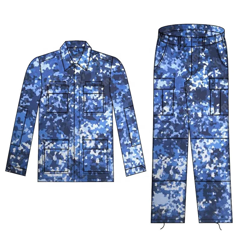 KMS OEM Combat Tactical Suit Pantalon Uniforme Tactico Blue Digital BDU Tactical Clothing Camouflage Uniform For Men Training