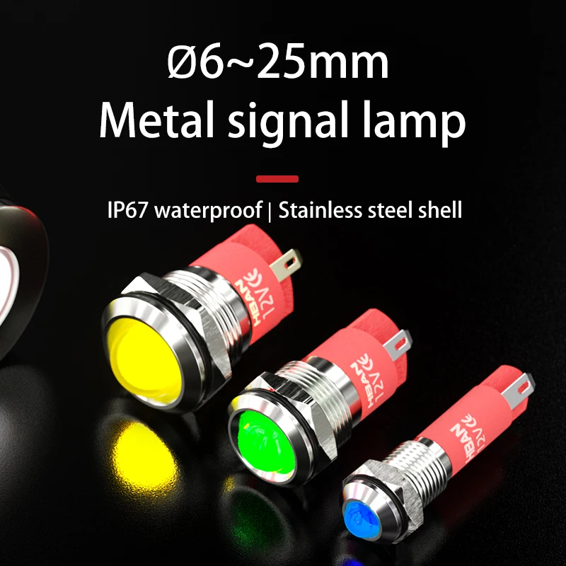 waterproof ip67 nickel plated brass metal 110v switch led pilot light 6mm panel indicator