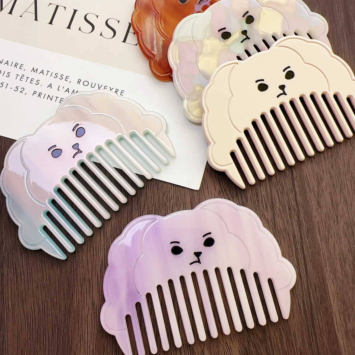 Baxi South Korea Retro Geometric Acetic Comb Korean Style Trendy Color Commuter Comb Girl Style Acetic Acid Pattern Hair Comb