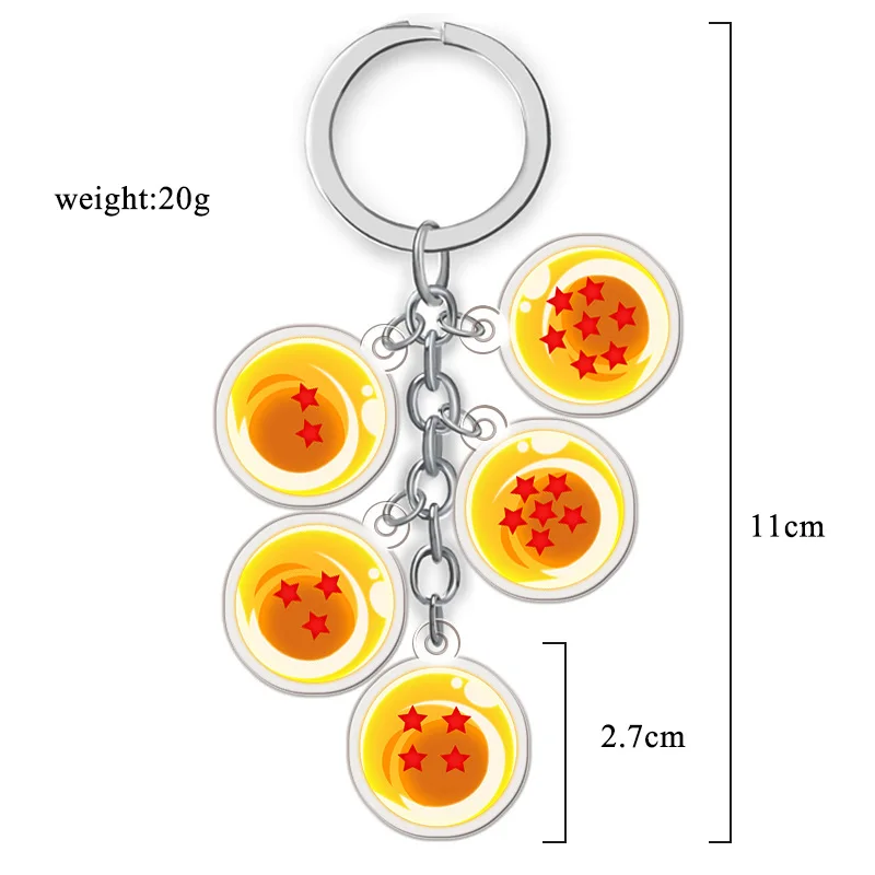 Goku Dragon Ball Super Keychain 3D 1-7 Stars Cosplay Crystal Ball Key Chain Collection Toy Gift Key Ring