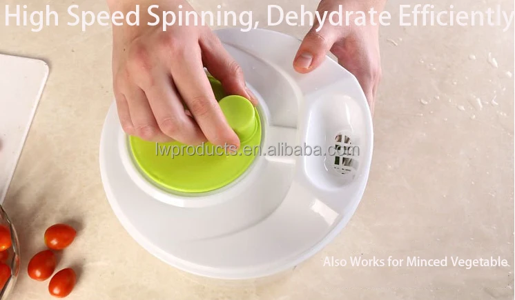 Quick Dry Hand Spinning Drainer Basket Colander Fruit Dehydration Lettuce Dehydrator Vegetable Spinner Machine Salad Dryer