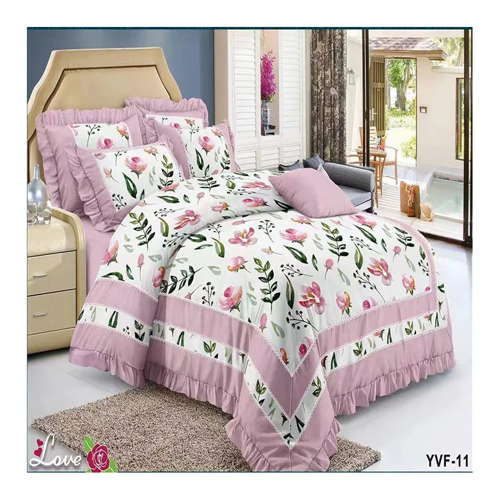 Cotton 6 pieces set lit 3 places Quilt cover Bed sheet drap de lit en coton duvet cover set bedding set with zipper