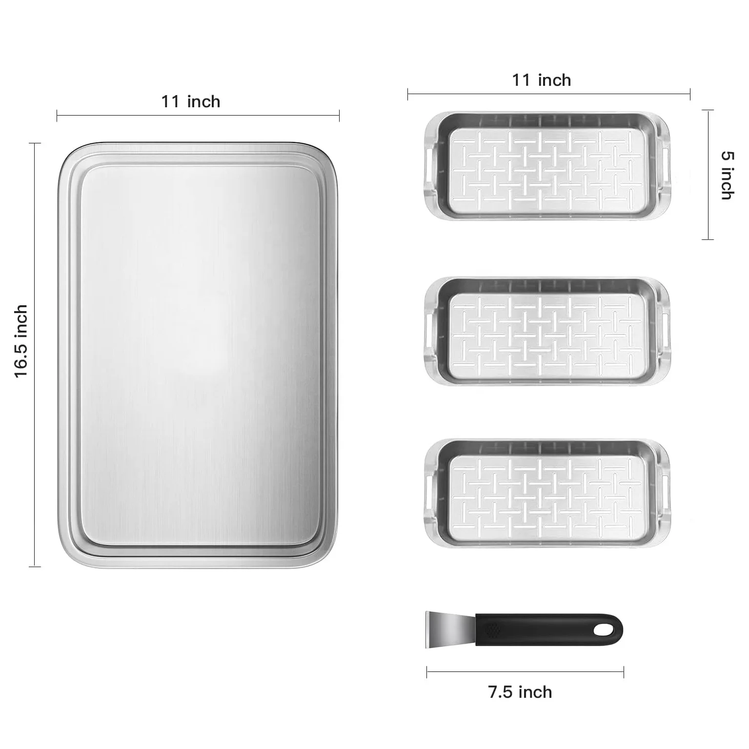 Latest New 3 In 1 Stainless Steel Grill Basket Set Serving Tray for Fish and Vegetable
