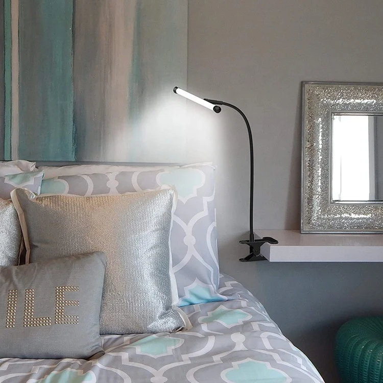 European 3 Color Temperature 10 Brightness Levels Desk Lamp Led Flexible Hose Eyelash Clip Dimmable Desk Lamp for Home