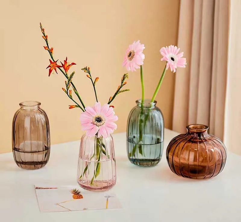 Decoration Flower Vase Set Handmade Geometric Gift Wedding Mini Decor Glass Vase