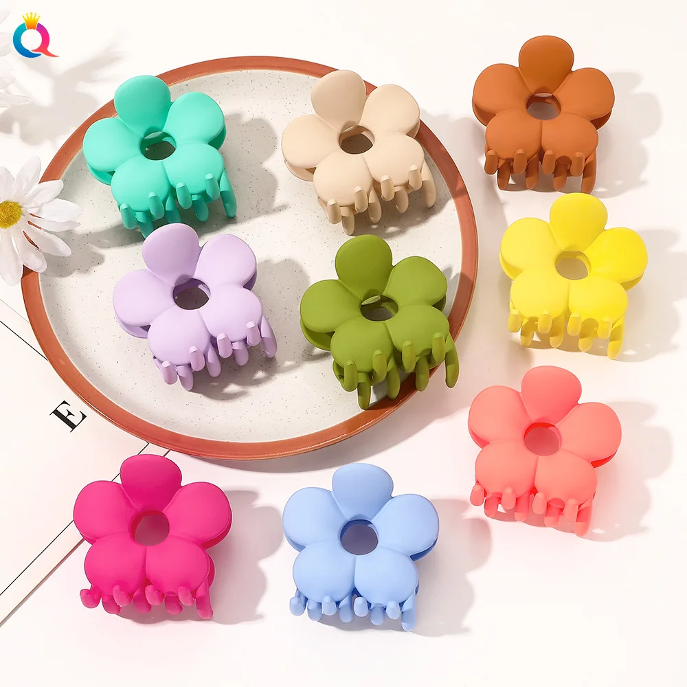 QIYUE 9cm Custom Logo Korean Hair Clamp Korean Flower Hairpin Large Grind Candy Color Hair Claw Clips Hair Accessories For Woman