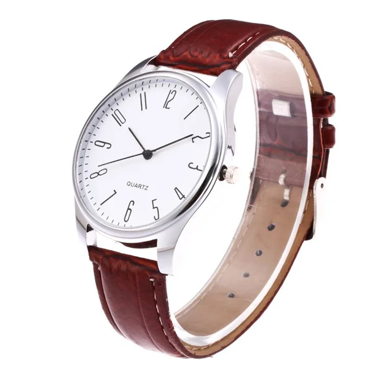 
Hot Selling Minimalist Business No Blue Glass 12 Numbers Leather Men Wrist Watch 