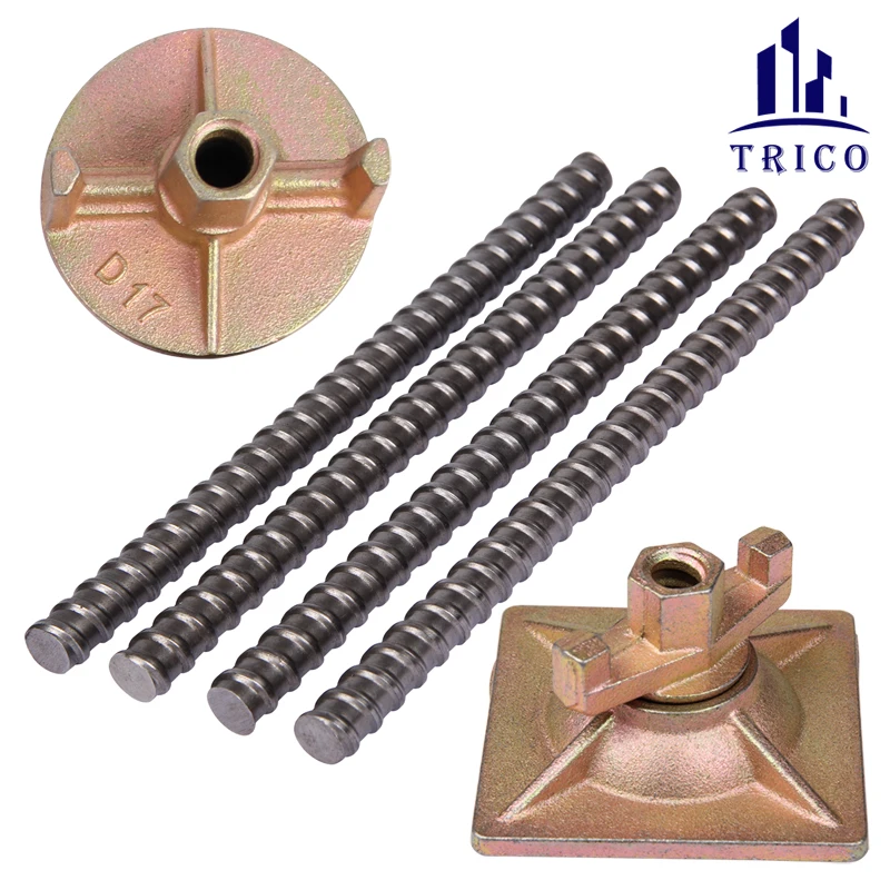 Hebei TRICO Formwork Accessories Tie Rod And Wing Nut System 16mm Tie Rod with Waler Plater Water Stop For Concrete