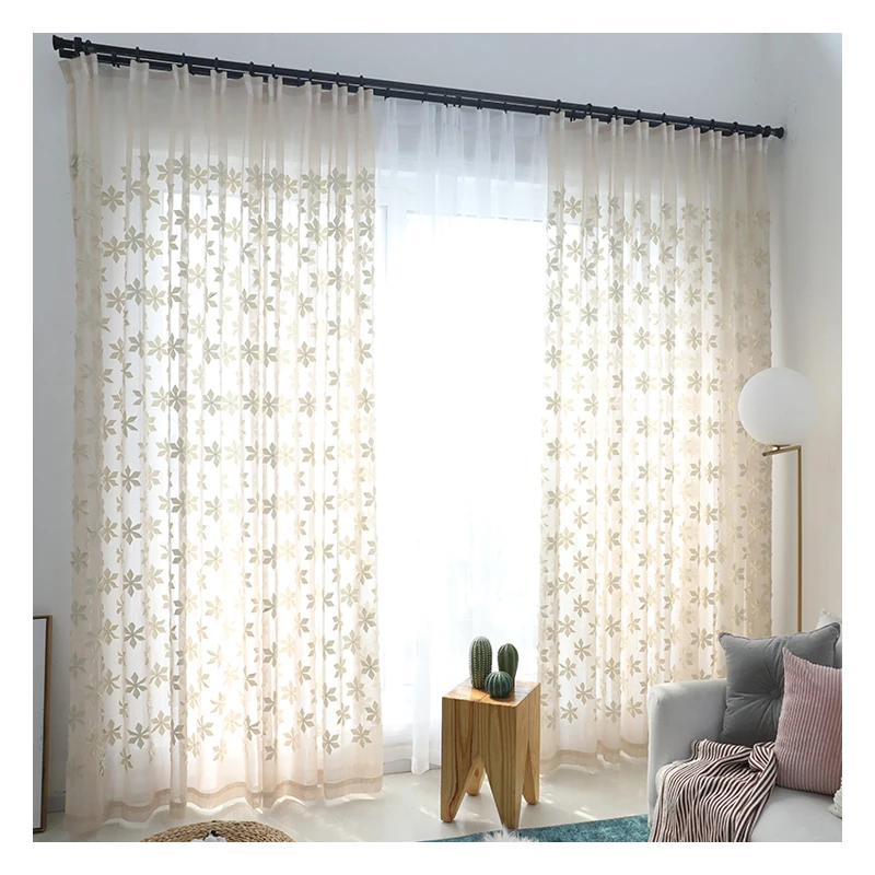 Innermor Embroidered curtains for living room Maple leaf kitchen curtain For bedroom Window ready made Curtain Customized