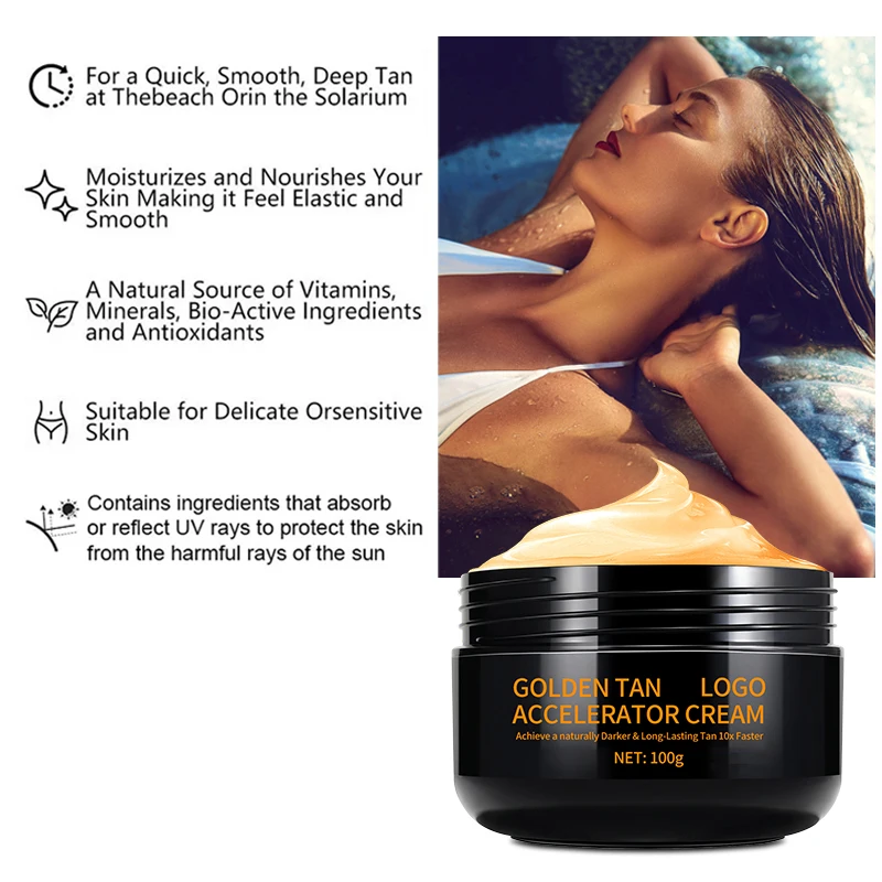 Private Label Tanning Sun Cream Gel Bronzer Body Sunless Accelerator Sunbed Tanning Cream