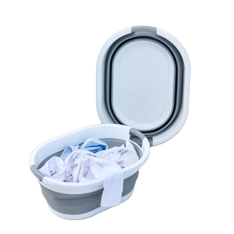 Space saving pop up small folding storage container plastic collapsible laundry basket foldable laundry basket with handle