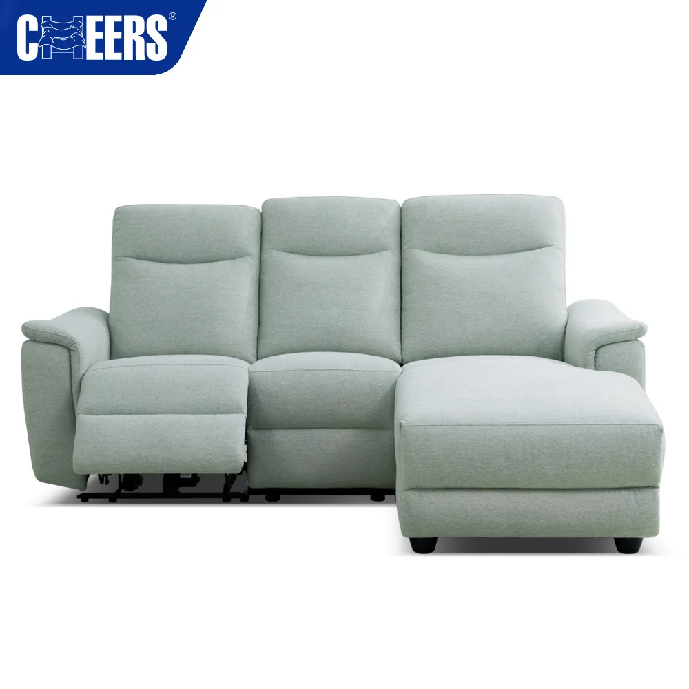 MANWAH CHEERS Electric L Shape Fabric Recliner Chaise Longue with USB Port Power Reclining Sectional Sofa For Living Room