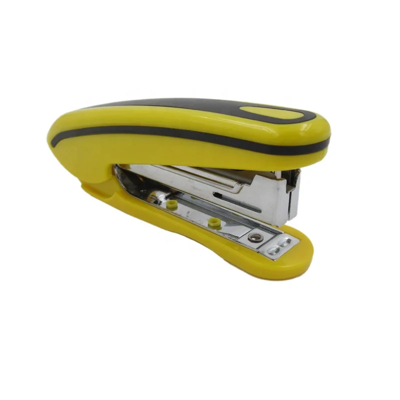 Very professional yellow color high quality half strip office school used stapler with metal staple remover