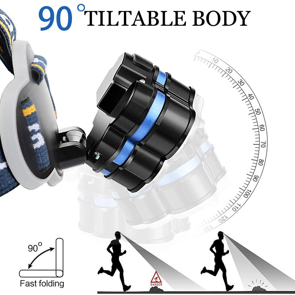 6 Led Headlamp Flashlight USB Rechargeable Headlight Waterproof LED with 8 Modes Ultra Bright 12000 Lumens Head Torch Light